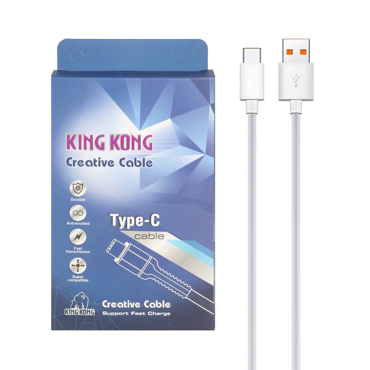 پک 5 عددی کابل شارژ King Kong Type-C - سفید - BSA